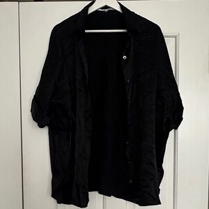 Valentina Kova Black Silk Button Up Blouse  M L